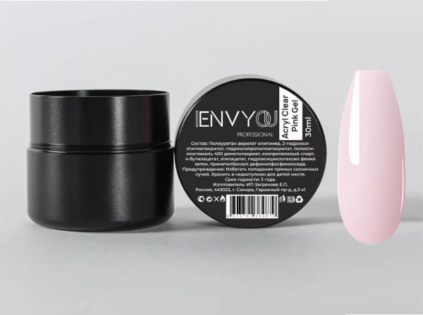 I Envy You, Акригель для наращивания Acryl Clear Pink Gel (30 ml) шайба