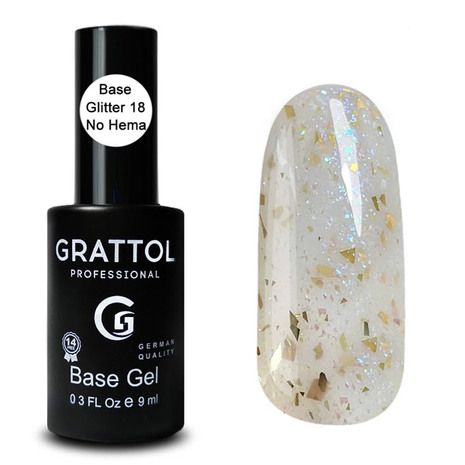 Grattol Rubber Glitter Камуфлирующая база №18 9мл