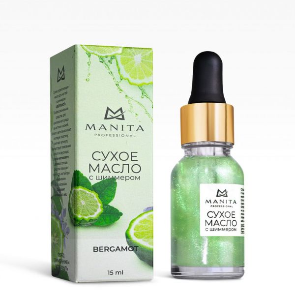 Масло для кутикулы сухое с шиммером Manita Bergamot, 15мл