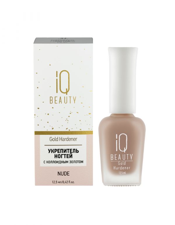 IQ BEAUTY - Укрепитель ногтей с коллоидным золотом Gold Hardener Nude, 12,5мл
