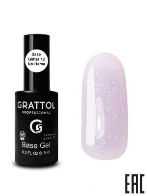 Grattol Rubber Glitter Камуфлирующая база №12 9мл