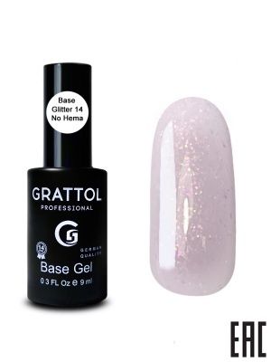 Grattol Rubber Glitter Камуфлирующая база №14 9мл
