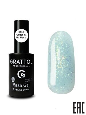 Grattol Rubber Glitter Камуфлирующая база №17 9мл